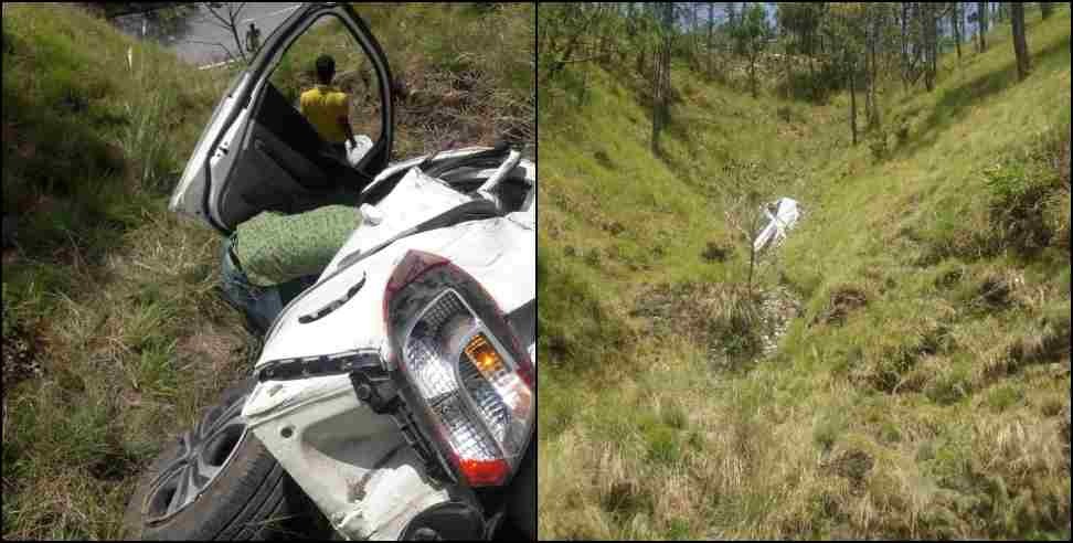 Nainital car hadsa: Car fell into a ditch in Nainital Bhumiyadhar