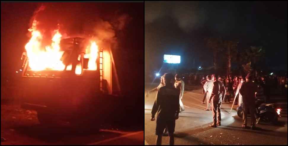 dehradun truck fire: truck scooty collision in dehradun