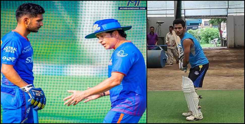 aryan juyal sachin tendulkar: Sachin Tendulkar Aryan Juyal Net Practice Photo Viral