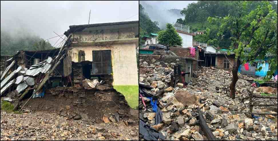 Pauri Bairagarh village destruction: Destruction due to heavy rain in Yamkeshwar Bairagarh village of Pauri