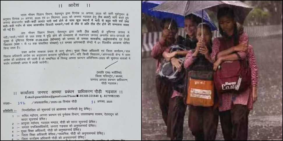 Heavy Rain Alert: School Holiday due to Heavy Rain on 1 September
