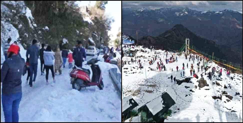 Snowfall in Dhanaulti: Beautiful Images of Snowfall in Mussoorie-Dhanaulti Uttarakhand