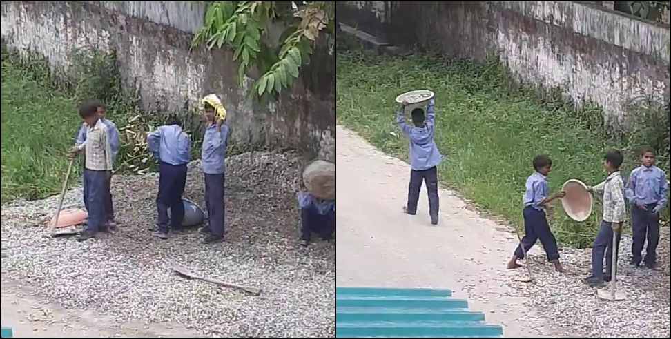 School labourers : Children being made to work as labourers in Dehradun school