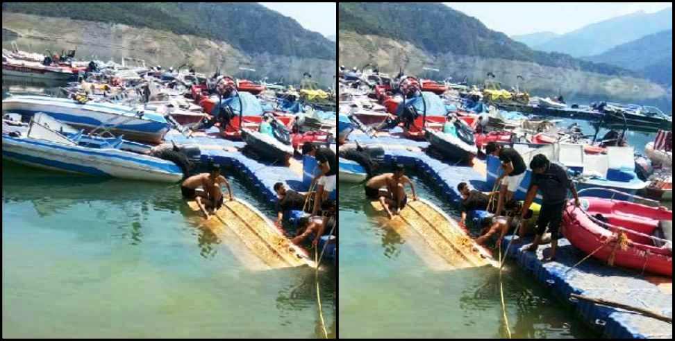 Tehri Lake: boats drown in water as storm hits Tehri lake