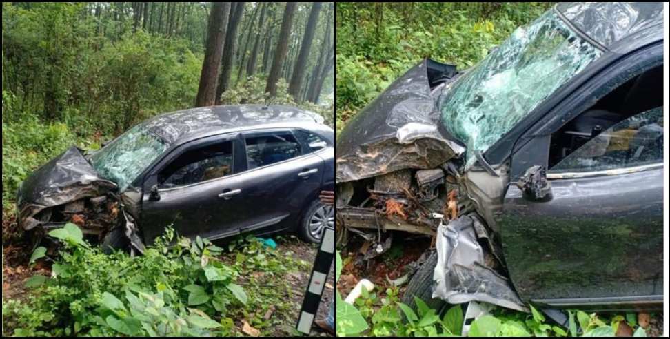 car collided with dehradun tree dehradun news dehradun police dehradun breaking news: Car collided with tree on Dehradun Thano Jollygrat Road