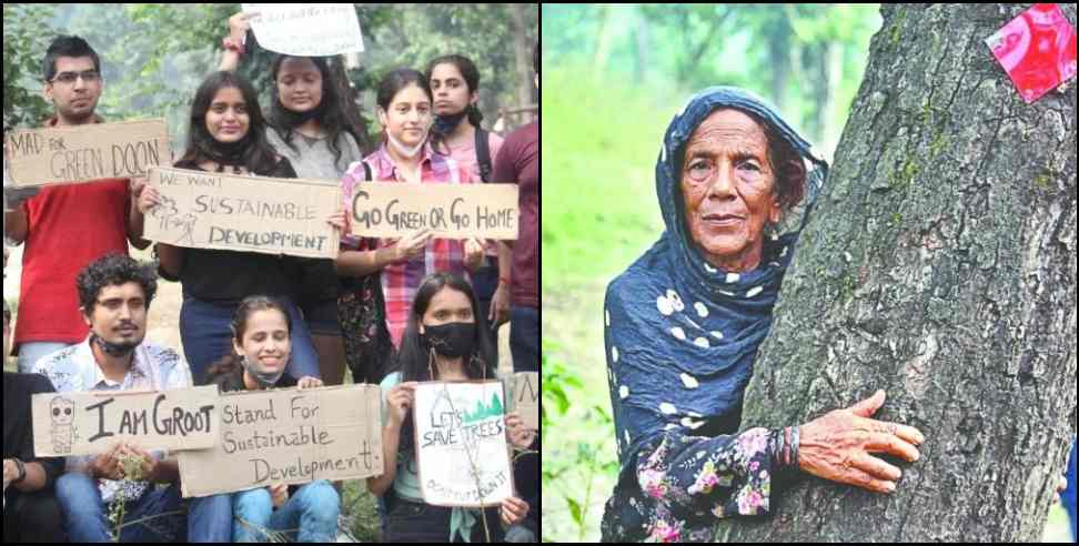 dehradun Protest saving tree: Protest for saving tree in dehradun