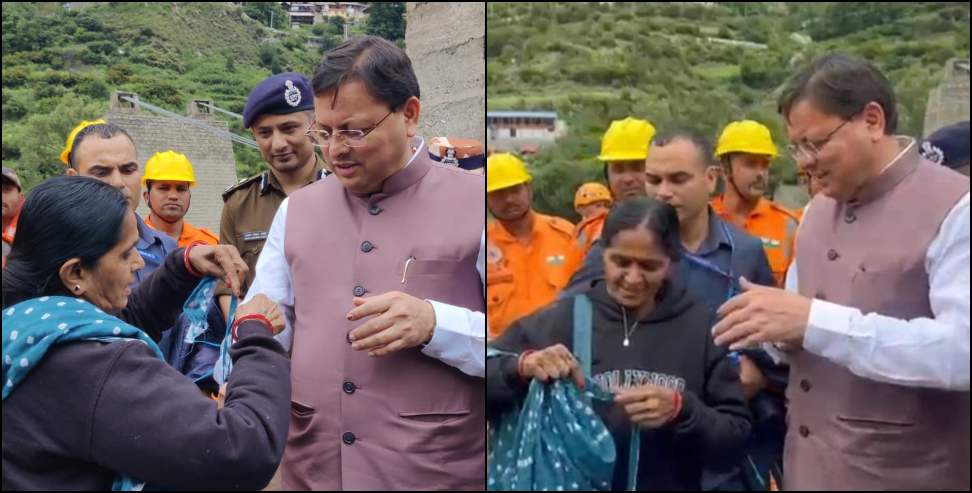 Uttarkashi Disaster: Woman tore sari and tied rakhi to CM Dhami in Dharali Disaster