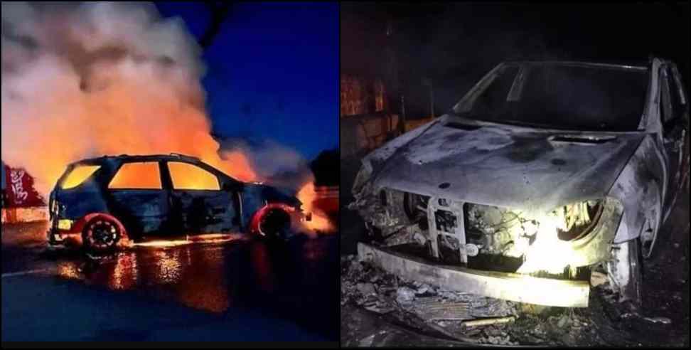 dehradun Mercedes car fire: Mercedes car catches fire at Maggi Point in Dehradun