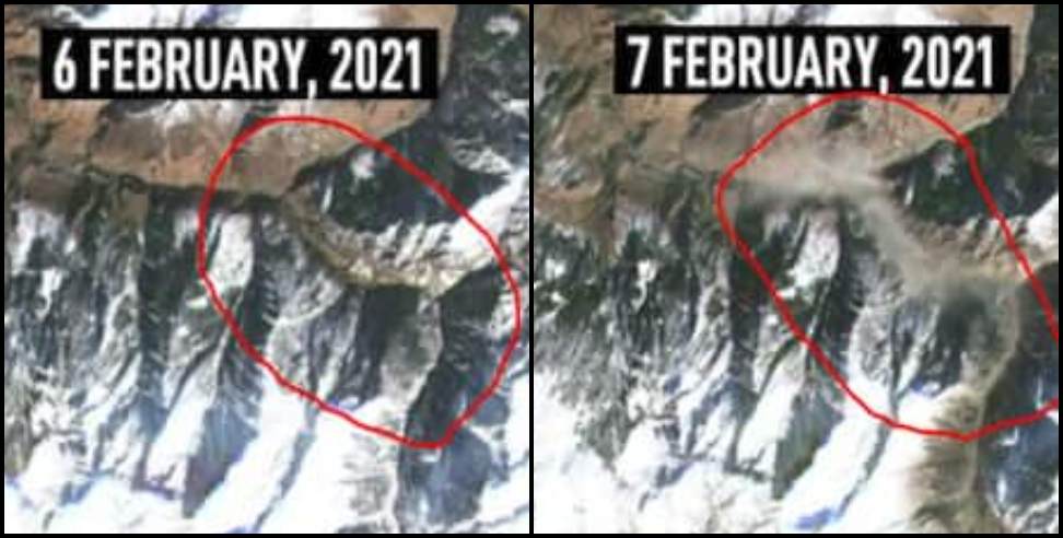 Chamoli apda : Satellite image of chamoli glacier burst