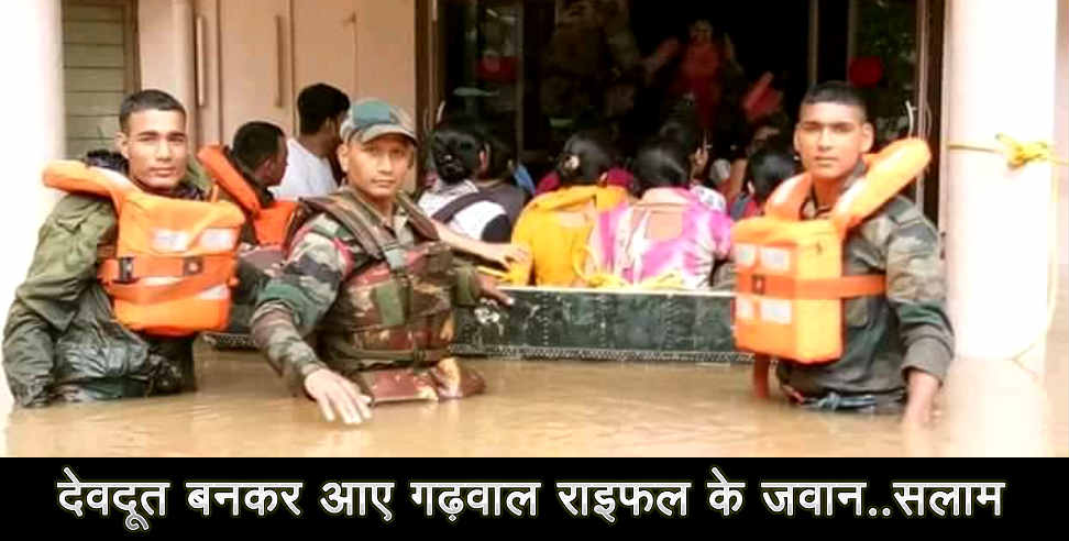 Garhwal rifle jawan rescue operation in kerala flood