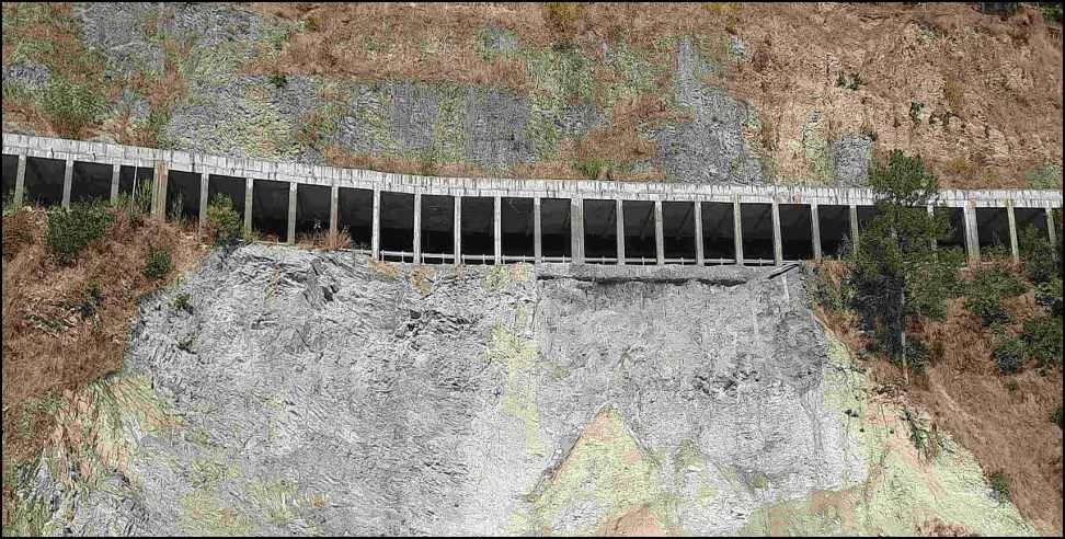 Landslide behind the tunnel in Gangotri Highway
