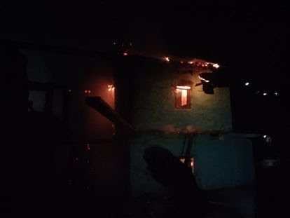 Fire wooden residential building: Fire in two storey wooden residential building in purola