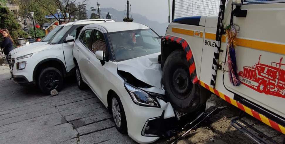 Mussoorie road accident: loading jeep hit 3 cars and a scooter parked outside a hotel
