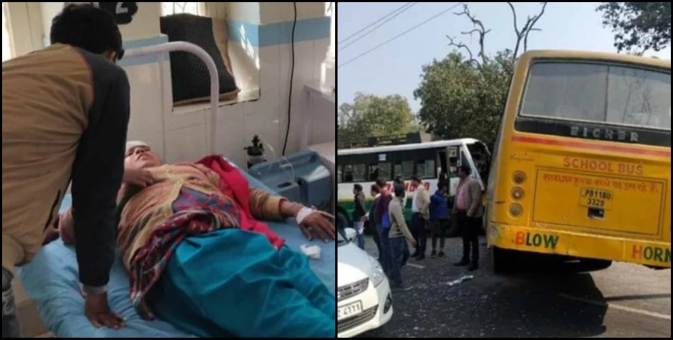 Purnagiri mela uttarakhand: School bus hit tourists bus in ramnagar