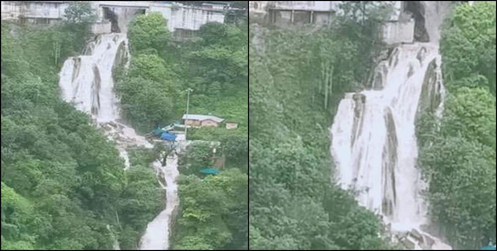 Kempty fall mussoorie: Water level rise in kempy fall mussoorie