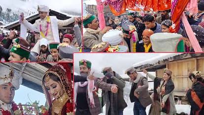 Amazing wedding barat take out amid in snowfall in uttarkashi