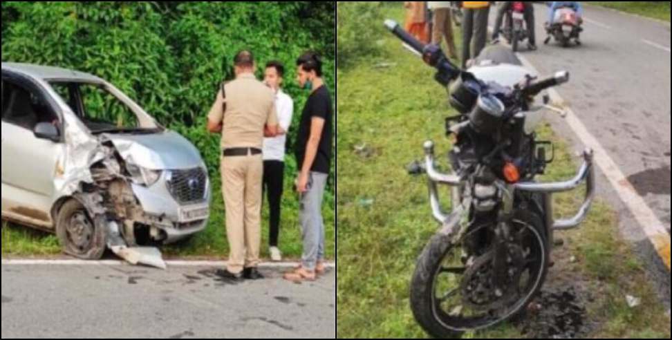 Dehradun Bullet car collision: Bullet car collision in dehradun