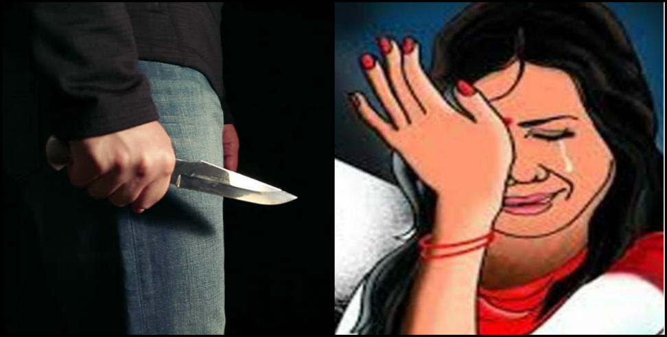 Husband beating wife: Husband beating wife and attack on her with knife