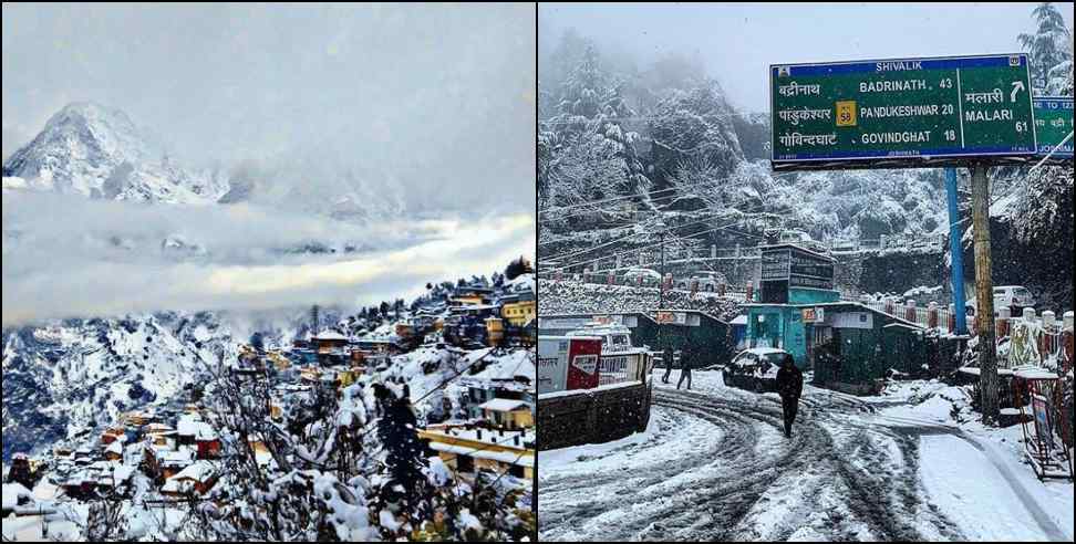 Snowfall in Auli: Tourists Returning on foot due to heavy Snowfall in Auli Joshimath Chamoli