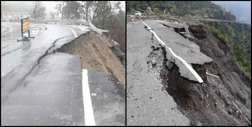 tehri-garhwal all weather road: All weather road broken in tehri lake