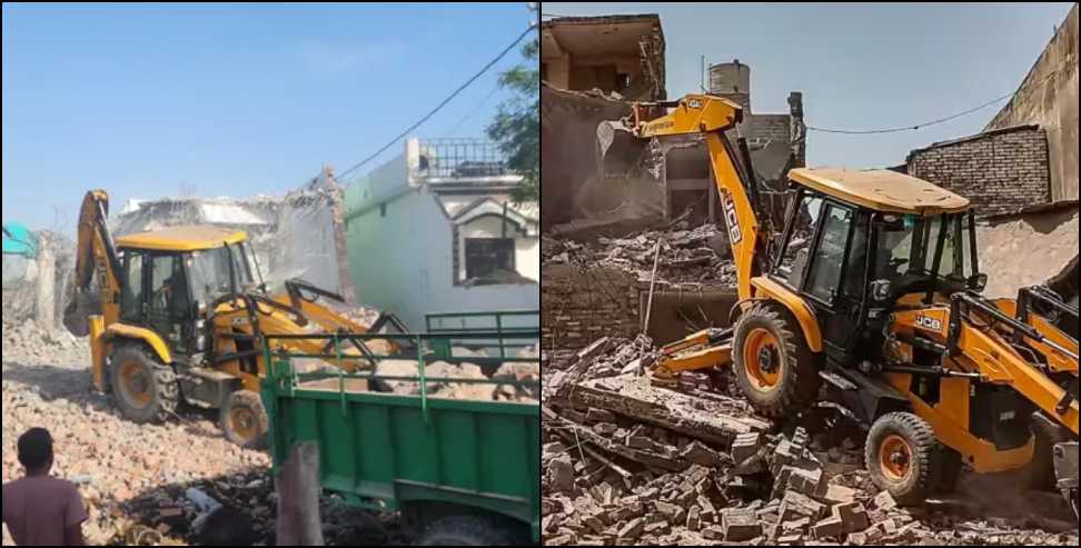 Rudrapur bulldozer action: Bulldozer Action in Rudrapur Illegal Structures Demolished