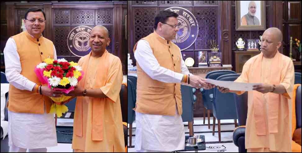 CM Yogi CM Dhami Meeting: CM Pushkar Singh Dhami meeting with CM Yogi Adityanath in Lucknow