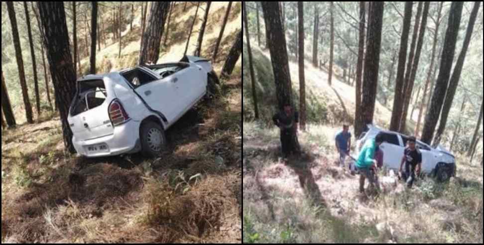 rudraprayag car hadsa news: Car stuck in tree in Rudraprayag 5 lives saved