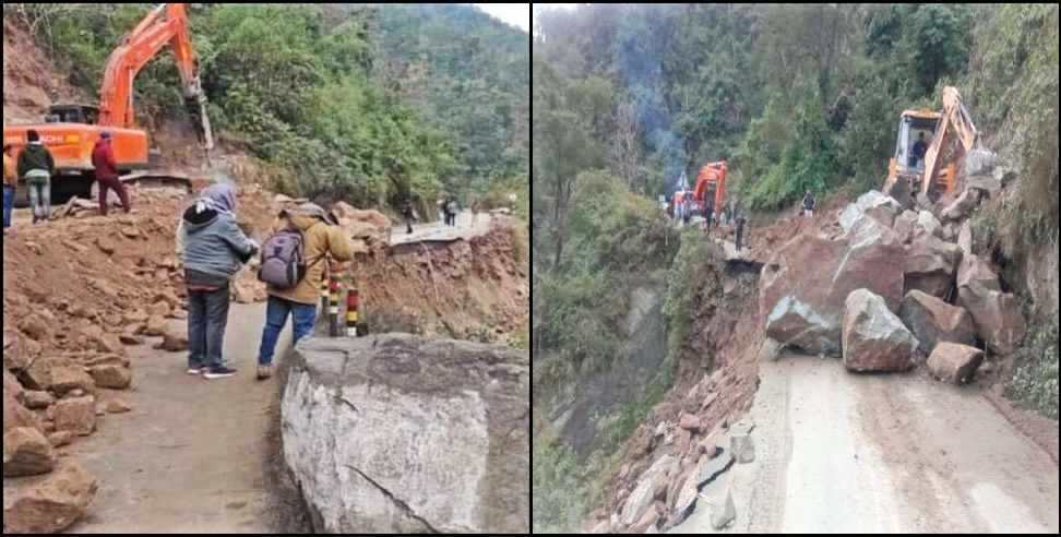 Kotdwara Dugadda Road: Landslide on Kotdwar Dugadda Highway