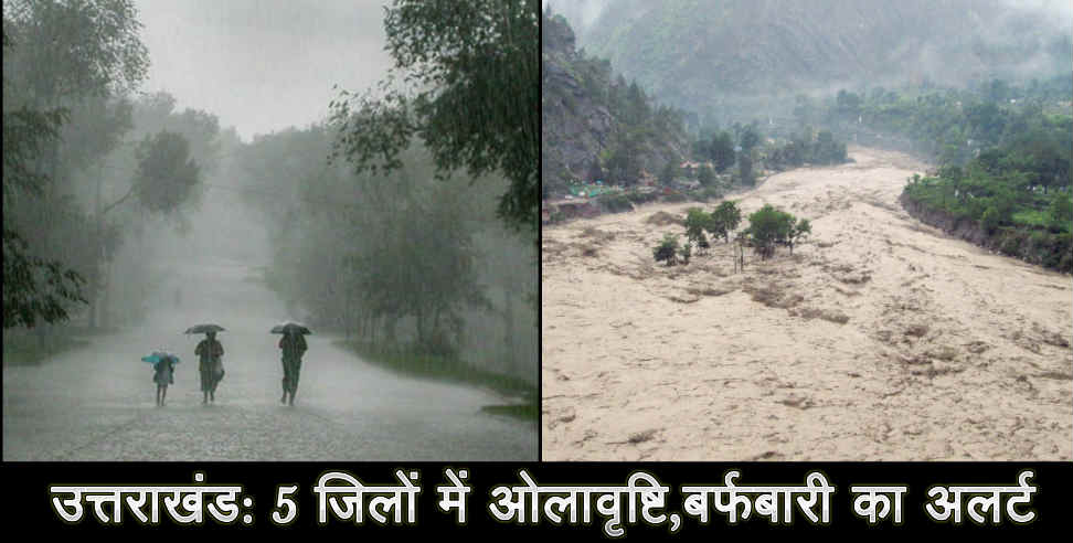 uttarakhand rain: hailstrom alert for five district in uttarakhand