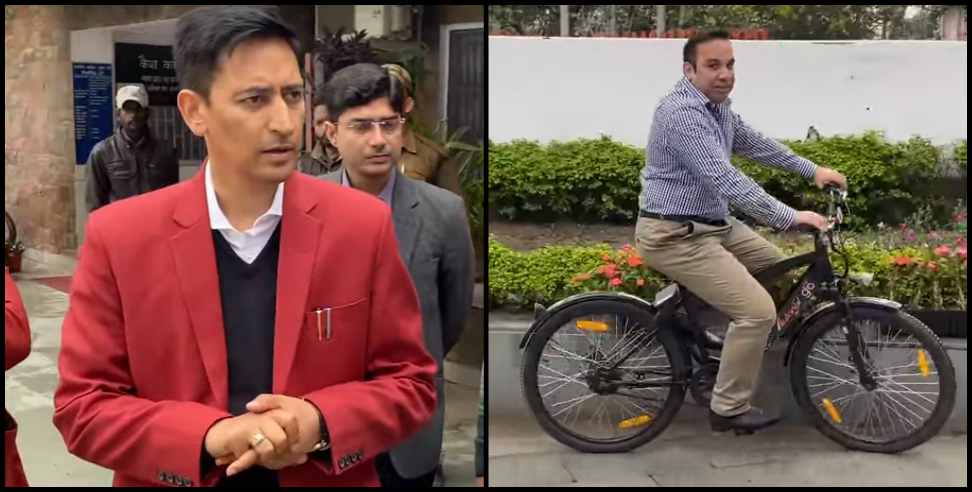 Coronavirus Uttarakhand: Coronavirus Uttarakhand:IAS Deepak rawat got a good idea of Electric bicycle