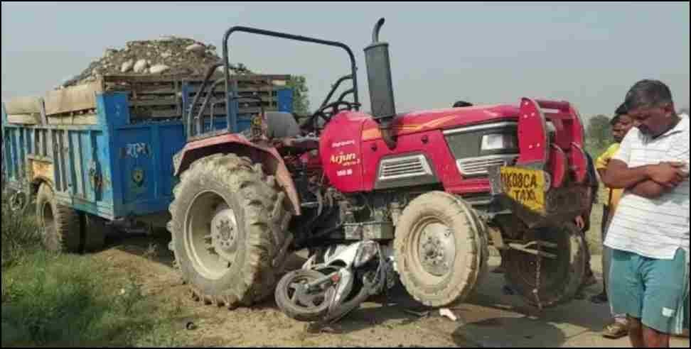 Haridwar truck scooty collision : Haridwar Illegal Mining Dumper Hit Scooty Father Son Death