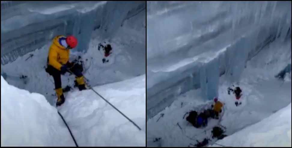 uttarakhand avalanche draupadi ka danda video: Uttarakhand avalanche Draupadi ka Danda Rescue Video Viral