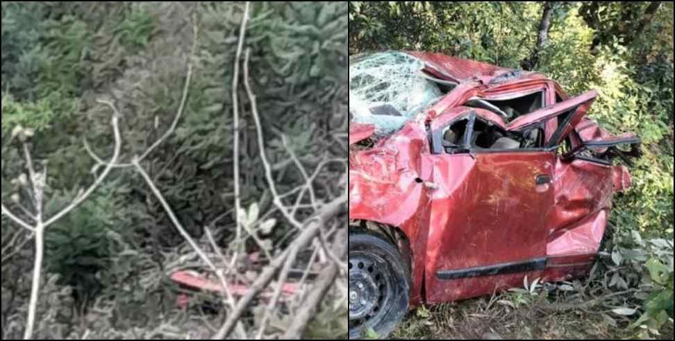 tehri car hadsa: Car skids on the road in Tehri Garhwal