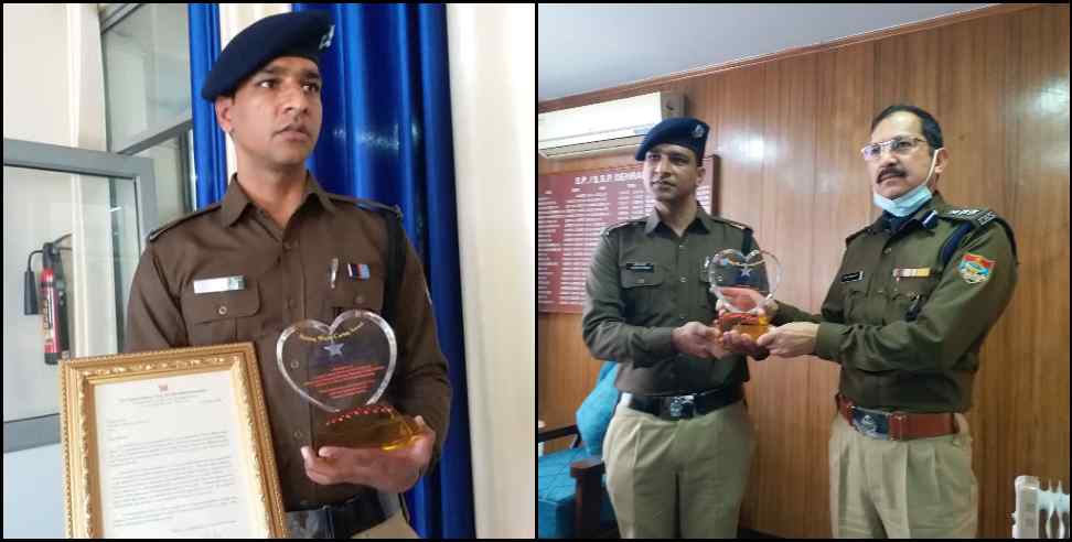 Manish Pant of Uttarakhand Police honored with Shining World Care: Manish Pant of Uttarakhand Police honored with Shining World Care