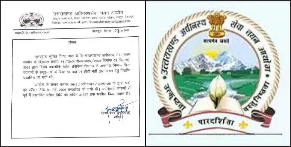 UKSSSC exam postponed 2026: UKSSSC Postpones Group C Recruitment Exam