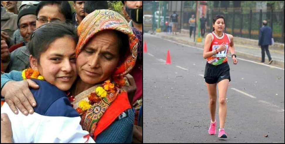 mansi negi chamoli gold medel: Chamoli Mansi Negi won Gold Medal at National level 10km Race