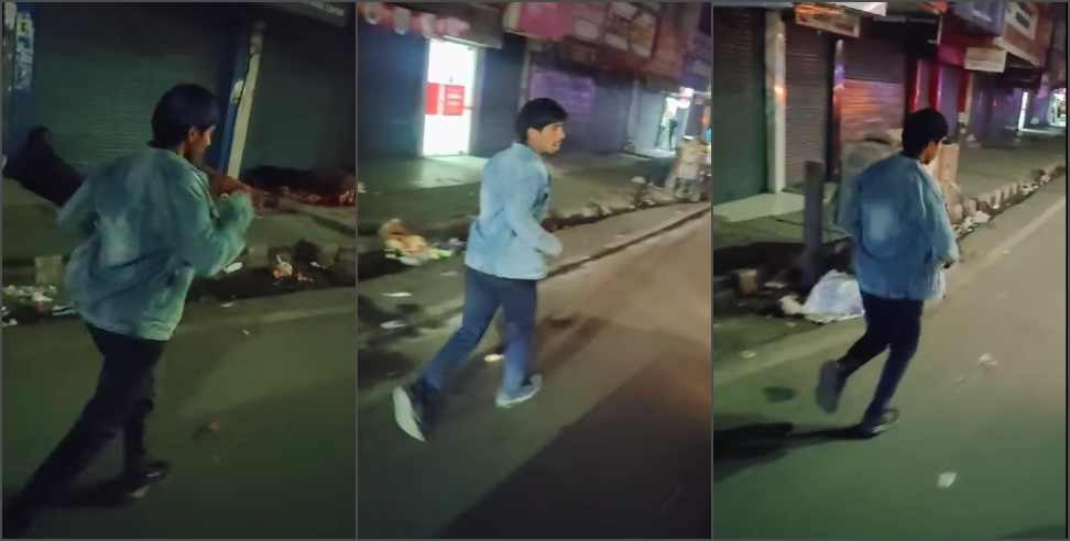 boy racing on the road at night in Dehradun Video goes viral