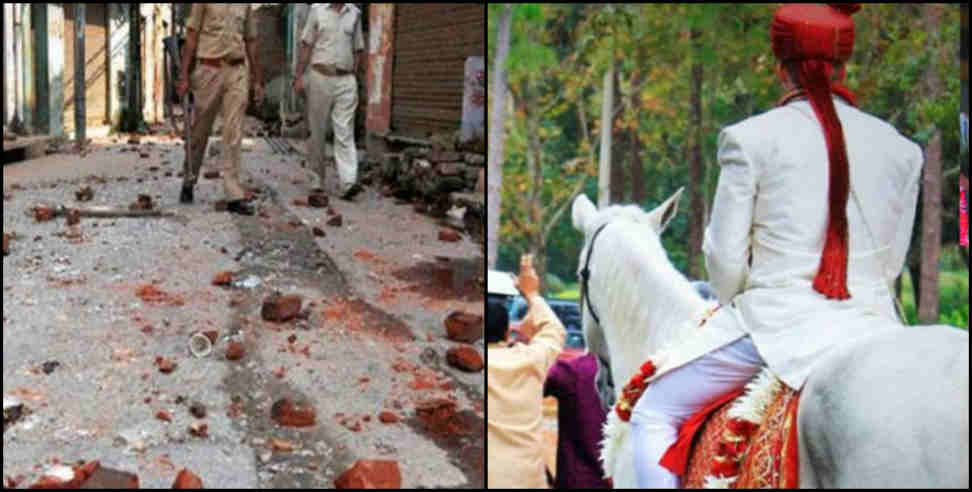 dispute in barat: Stone throwing on groom car after dispute in barat