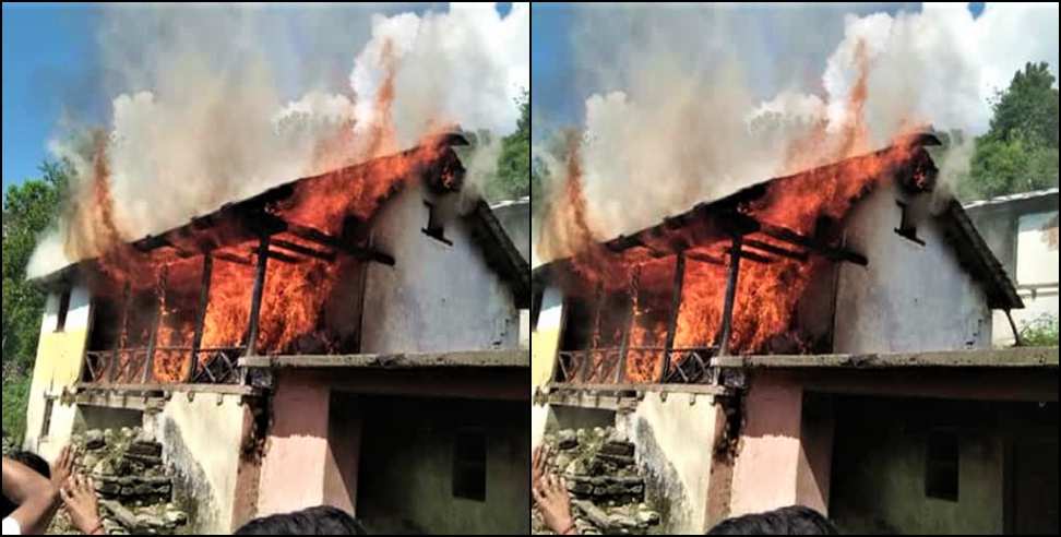 house fire uttarkashi: gram pradhan house destroyed in fire saree village