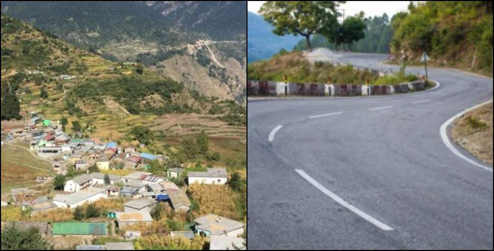 Road to reach Dumuk Village: Road to reach Dumuk Village of Chamoli