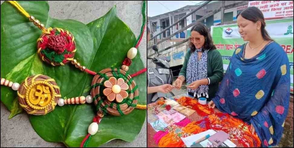 pirul rakhi uttarakhand: Barakot Block Women Making Pirul Rakhi