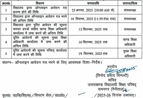 Online application instructions for 10th-12th Examination 2026