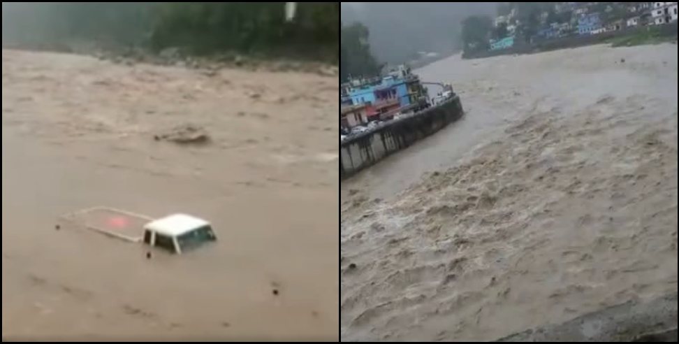 Mandakini river water level rises in Rudraprayag: Mandakini river water level rises in Rudraprayag