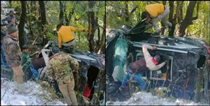 image: Car fell into deep gorge in Mussoorie