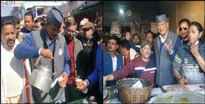 image: Harish rawat made tea at champawat
