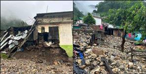 image: Destruction due to heavy rain in Yamkeshwar Bairagarh village of Pauri