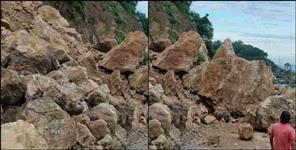 image: Rock fell on Tawaghat-Garbadhar-Lipulekh road