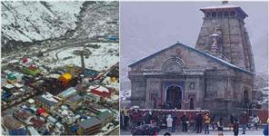 image: Snowfall in Kedarnath minus three degree temperature