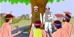 image: Dispute between Pradhan and villager in Panchayat meeting