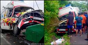 image: 108 ambulance derailed on Kathgodam - Haidakhan road